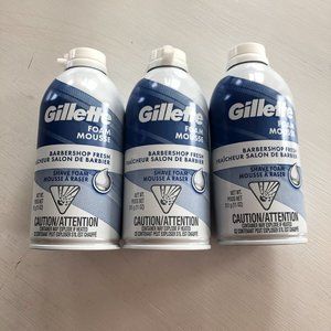 3 Gillette Barbershop Fresh Shave Foam for Men 11 oz ea Fresh-Scent Rinses Clean